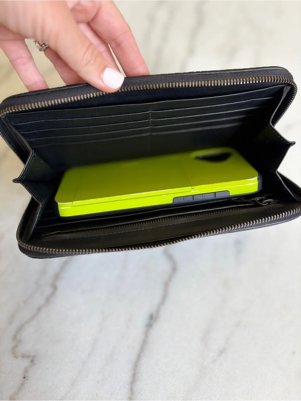 Bottega Veneta Black Intrecciato Zip-Around Large Wallet - Holds Phone